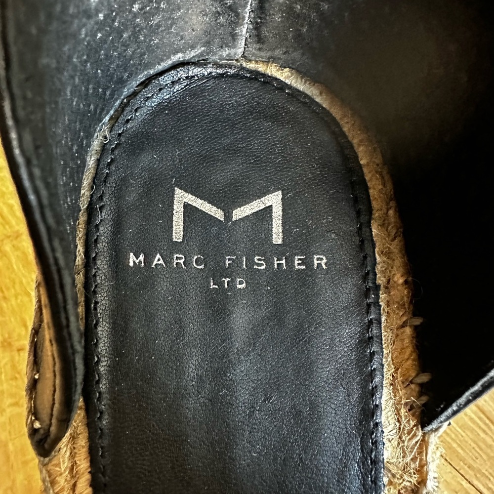 Marc Fisher Black Suede/Leather Espadrilles, Size 8 - Picture 7 of 8